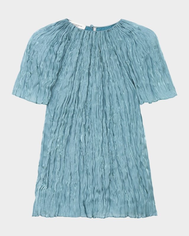 Raglan-Sleeve Shimmer Plisse Blous